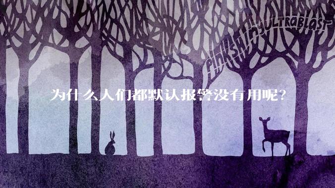 为什么人们都默认报警没有用呢？